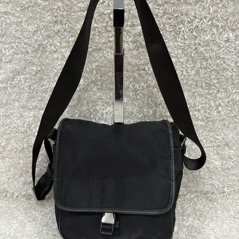 Prada Enameled Metal Triangle Messenger Bag - Picture 1 of 16